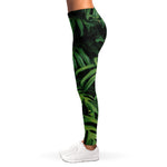 Green Monstera Leaf Print Women's Leggings