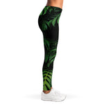 Green Monstera Leaf Print Women's Leggings
