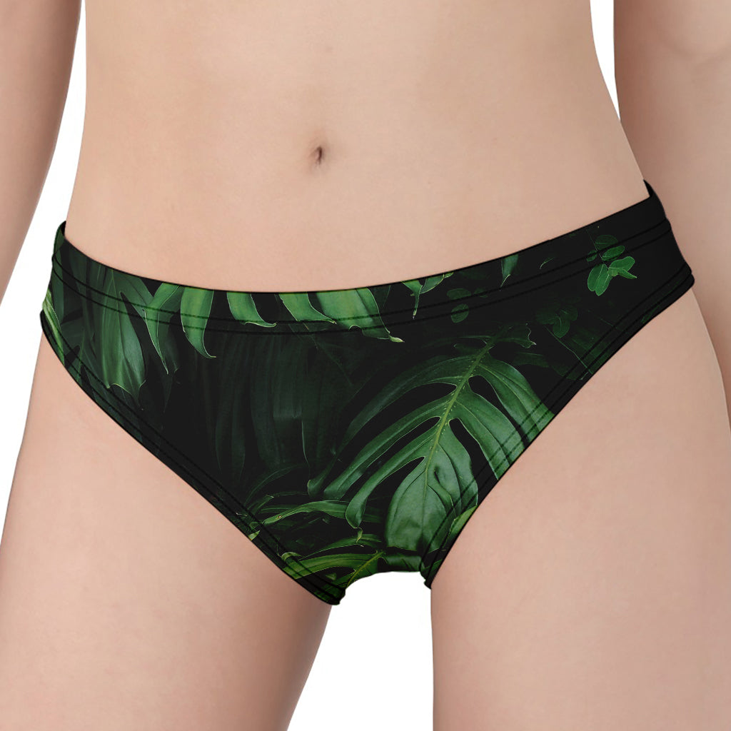 Green Monstera Leaf Print Women's Panties