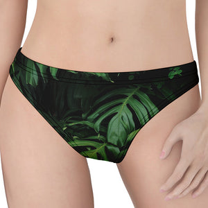 Green Monstera Leaf Print Women's Thong