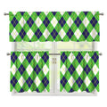 Green Navy And White Argyle Print 3 Piece Kitchen Curtains