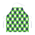 Green Navy And White Argyle Print Adjustable Apron