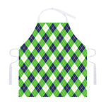 Green Navy And White Argyle Print Adjustable Apron