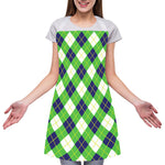 Green Navy And White Argyle Print Adjustable Apron