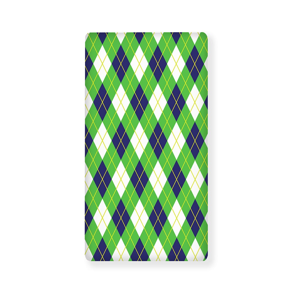 Green Navy And White Argyle Print Baby Crib Sheet