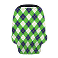 Green Navy And White Argyle Print Baby Seat Cover