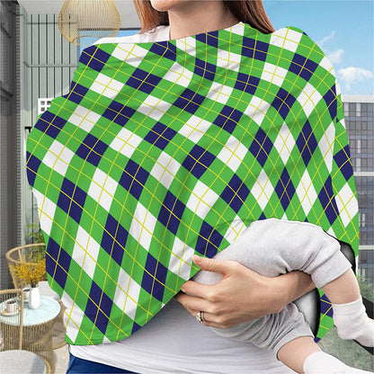 Green Navy And White Argyle Print Baby Seat Cover