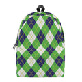 Green Navy And White Argyle Print School Backpack