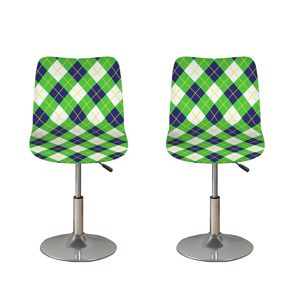Green Navy And White Argyle Print Bar Stool Covers