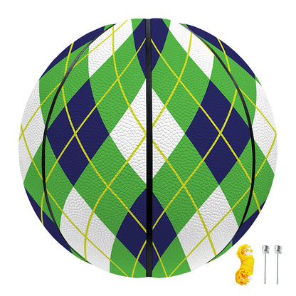 Green Navy And White Argyle Print Basketball