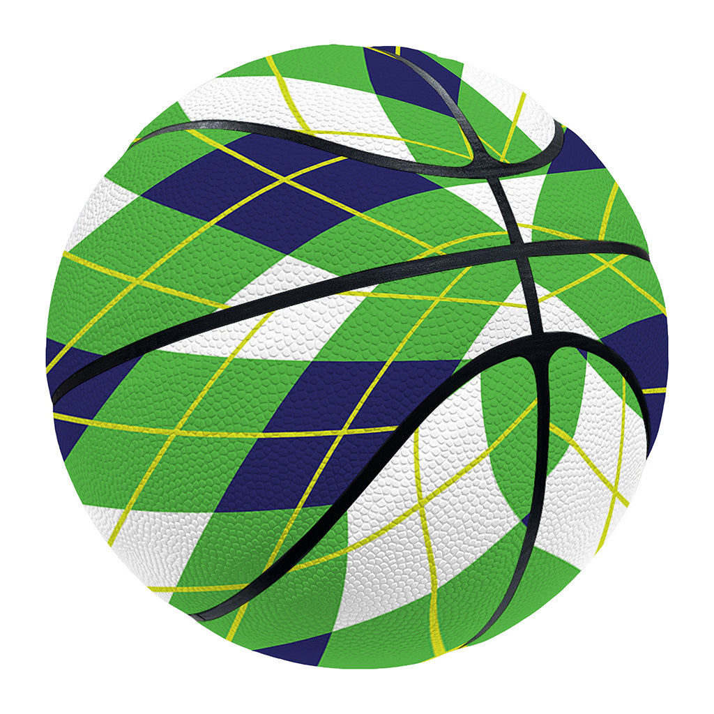 Green Navy And White Argyle Print Basketball