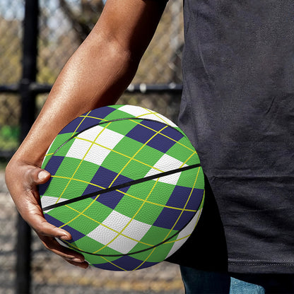 Green Navy And White Argyle Print Basketball
