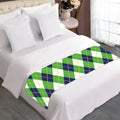 Green Navy And White Argyle Print Bed Runner