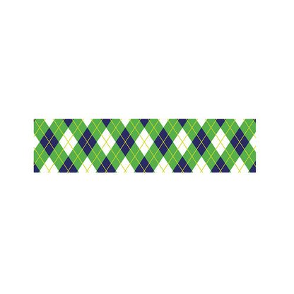 Green Navy And White Argyle Print Bed Runner