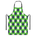 Green Navy And White Argyle Print Bib Apron With Pocket
