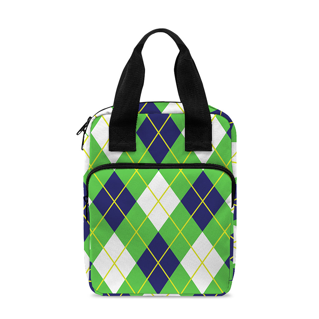 Green Navy And White Argyle Print Bible Tote Bag