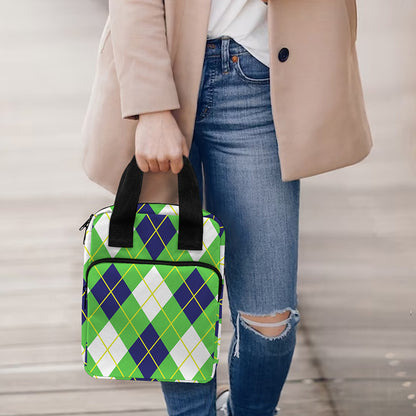 Green Navy And White Argyle Print Bible Tote Bag