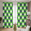 Green Navy And White Argyle Print Dimout Pencil Pleat Curtains