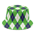 Green Navy And White Argyle Print Bucket Hat