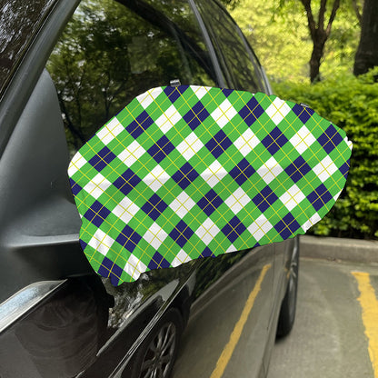 Green Navy And White Argyle Print Car Side Mirror Covers