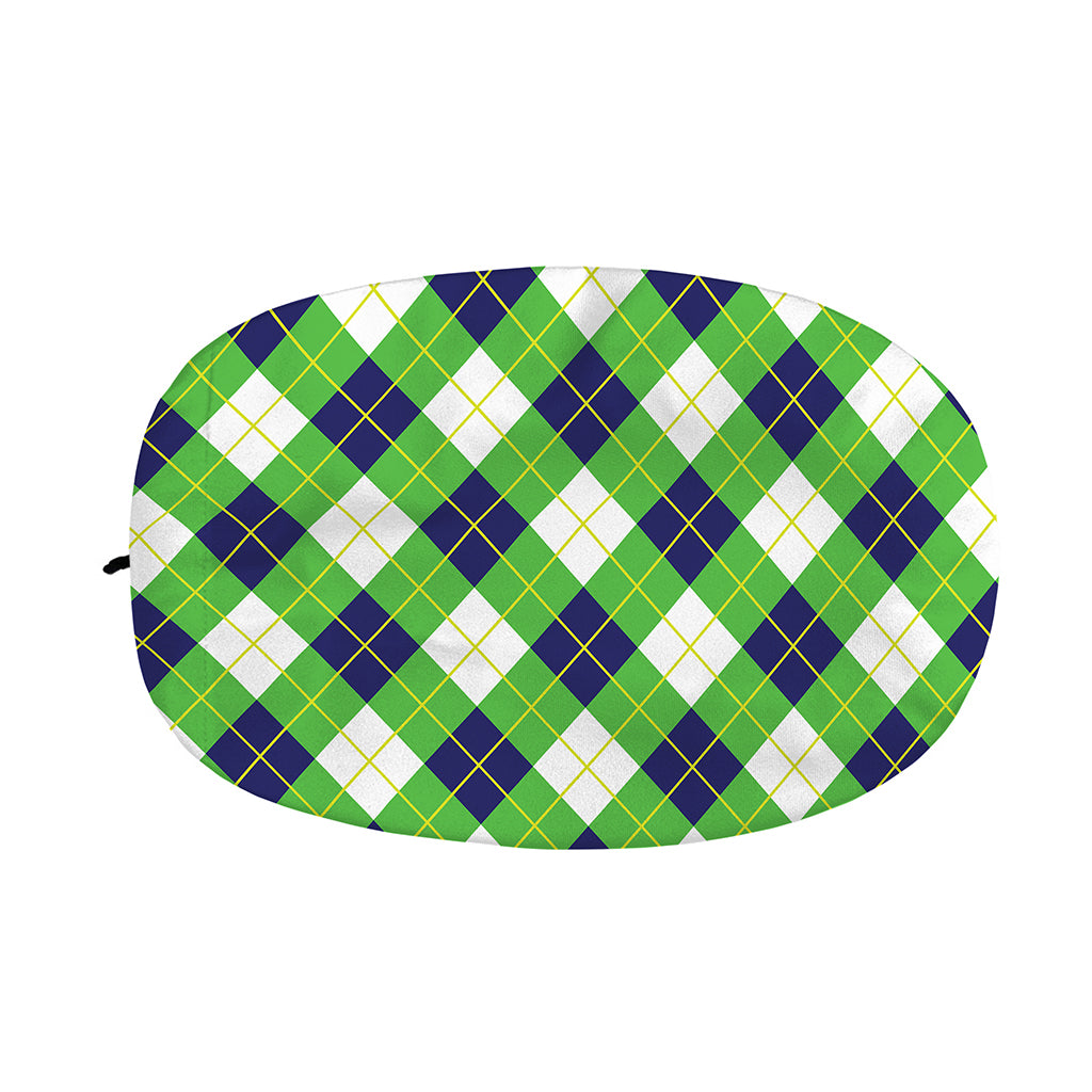 Green Navy And White Argyle Print Car Side Mirror Covers