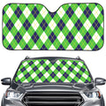 Green Navy And White Argyle Print Car Windshield Sun Shade