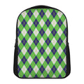 Green Navy And White Argyle Print Casual Backpack