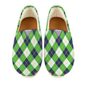 Green Navy And White Argyle Print Casual Shoes