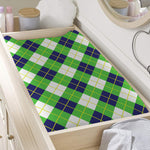 Green Navy And White Argyle Print Changing Pad Cover