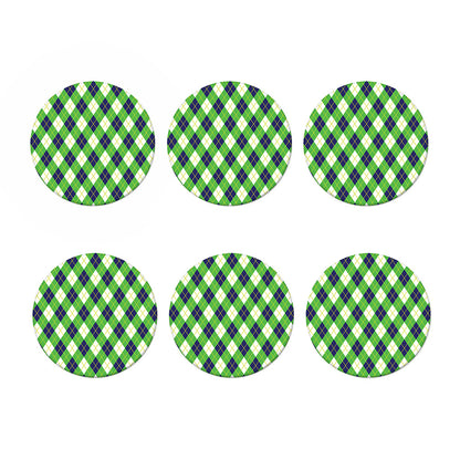 Green Navy And White Argyle Print Coaster Set
