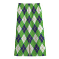 Green Navy And White Argyle Print Cotton Front Slit Maxi Skirt
