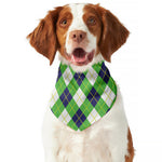 Green Navy And White Argyle Print Dog Bandana