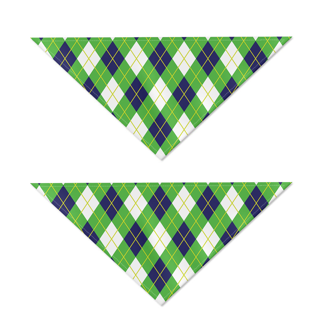 Green Navy And White Argyle Print Dog Bandana