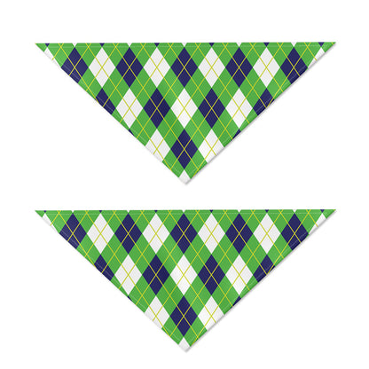 Green Navy And White Argyle Print Dog Bandana