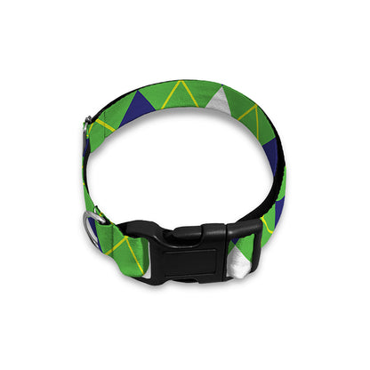 Green Navy And White Argyle Print Dog Collar