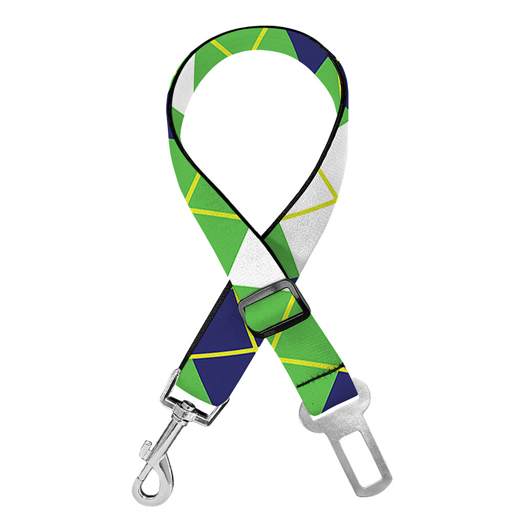 Green Navy And White Argyle Print Dog Seat Belt