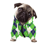 Green Navy And White Argyle Print Dog Zip Up Hoodie