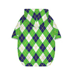 Green Navy And White Argyle Print Dog Zip Up Hoodie
