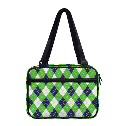 Green Navy And White Argyle Print Double Strap Bible Bag