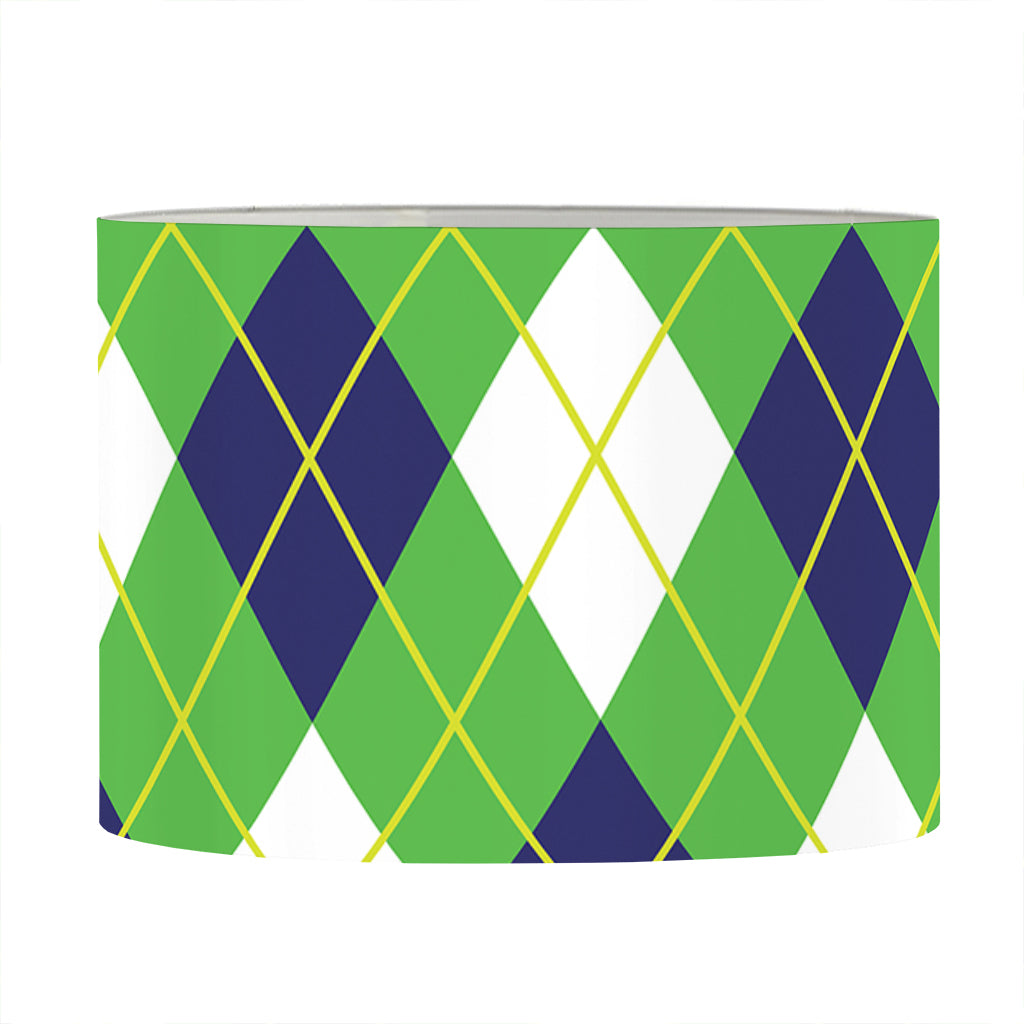 Green Navy And White Argyle Print Drum Lamp Shade