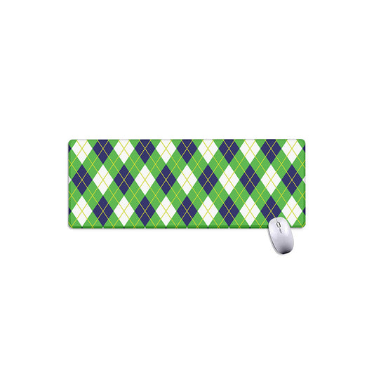 Green Navy And White Argyle Print Extended Mouse Pad