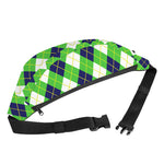Green Navy And White Argyle Print Fanny Pack