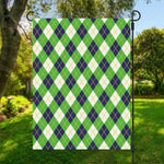 Green Navy And White Argyle Print Garden Flag
