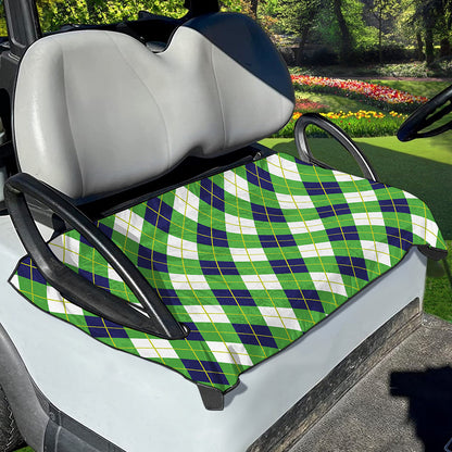 Green Navy And White Argyle Print Golf Cart Seat Cover