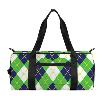 Green Navy And White Argyle Print Gym Bag