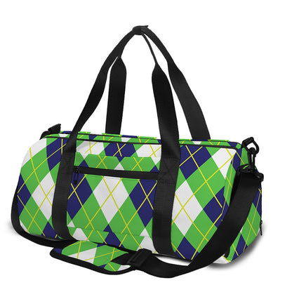 Green Navy And White Argyle Print Gym Bag