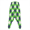 Green Navy And White Argyle Print Hammer Pants