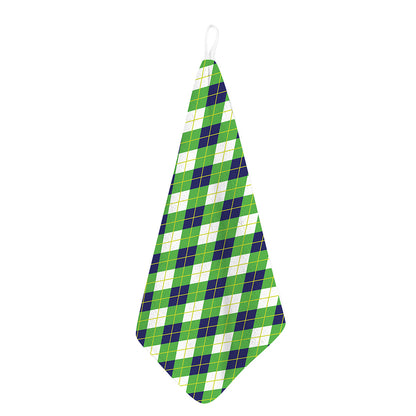 Green Navy And White Argyle Print Hand Towel