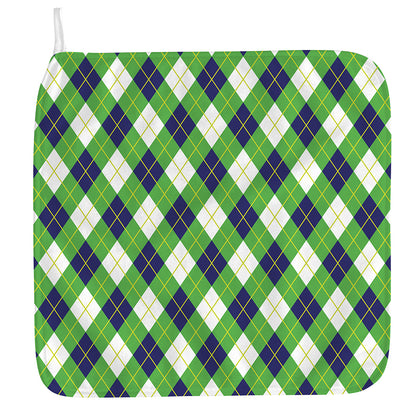 Green Navy And White Argyle Print Hand Towel