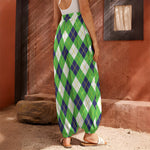 Green Navy And White Argyle Print Harem Pants